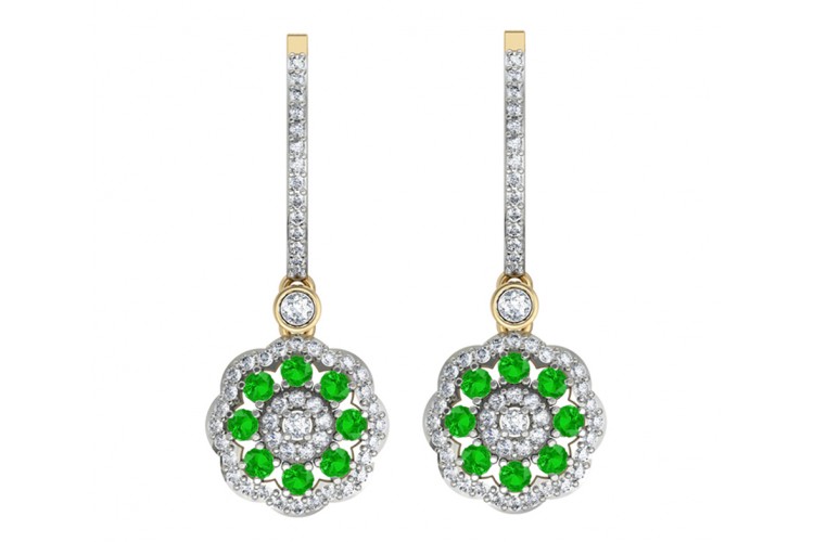 Delicate Emerald Diamond Earrings On Hoops